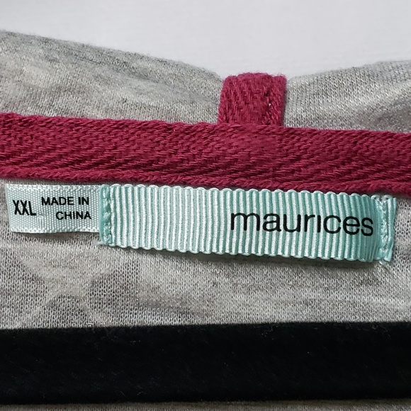 Grey and White Tunic Top With Hood - Picture 3 of 5